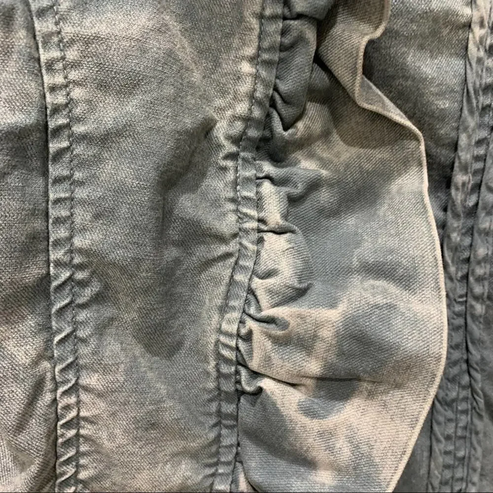 La made Ruffle Trim Denim‎ Jacket Women Large Blue Grey NWT Puffed Sleeve - Picture 7 of 9